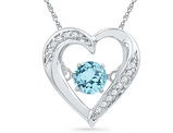 Lab-Created Blue Topaz Moving Gem Heart Pendant Necklace 1/3 Carat (ctw) in Sterling Silver